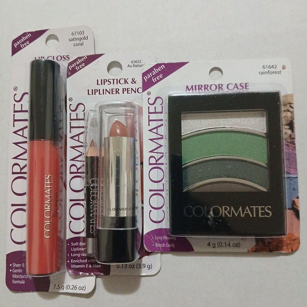 3 Peice  Colormate Makeup Lip Gloss Lipstick With Lipliner And Eye Shadows